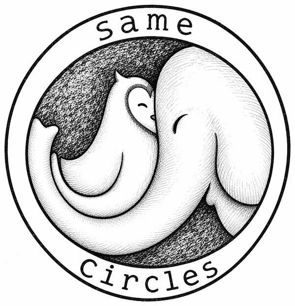 Same Circles owl and elephant logo